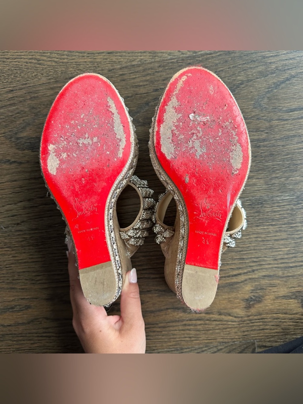 Christian Louboutin Ecu 120 Spike Sandal Wedges - Size 41 - Picture 8 of 10